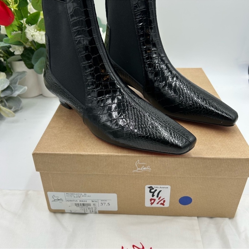 Women’s Christian Louboutin PROMIDAVOL 35 croc effect leather Chelsea boots 37.5 - Picture 2 of 12